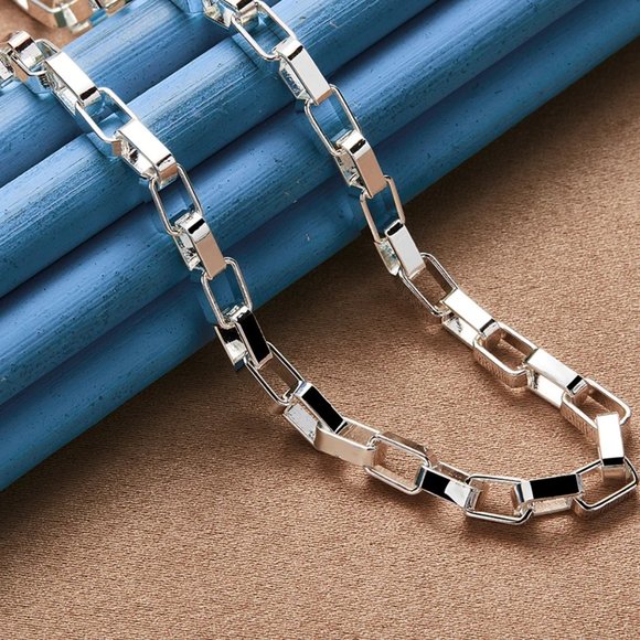 18 Inch Box Chain 4mm Wide, Stamped 925 Sterling Silver - Picture 7 of 7